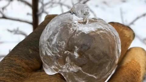 Hollow ice apple in extremely cold weather ~ Isn't it beautiful ~