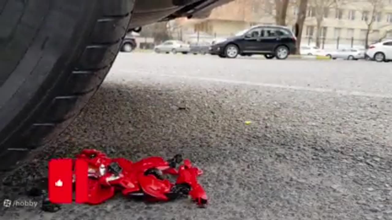 Crushing cute toys under the car tire _ Smer's challenge