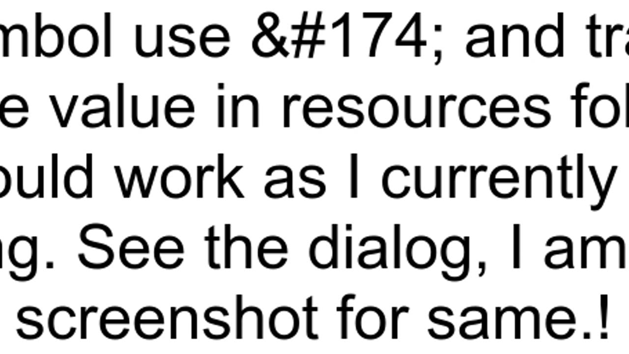 How to show registered or trademark symbol in dialog