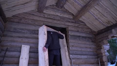 A tree, a saw, and an axe made this door frame