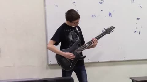 Make Him Viral!! Share!!! THIS!!!7th grader Playing Guitar. Awesome Metal Riff