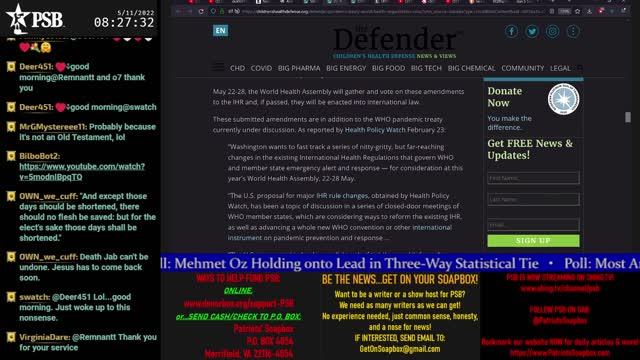 2022-05-11 07:07 EDT - Patriots Soapbox AM: with LadyRWB , MykelJaye & DD