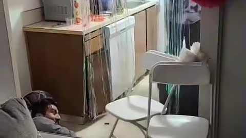Guy Falls Down With Pole While Being Pushed On It By Friends