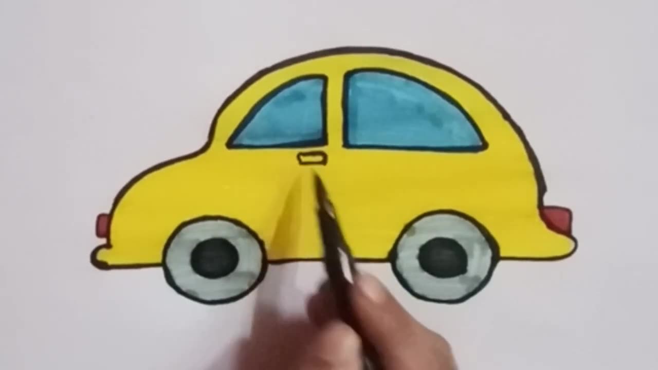 Easy Car Shapes Drawing, Colours For Kids| Toddlers Learning video, 2d Shapes,Preschool learning