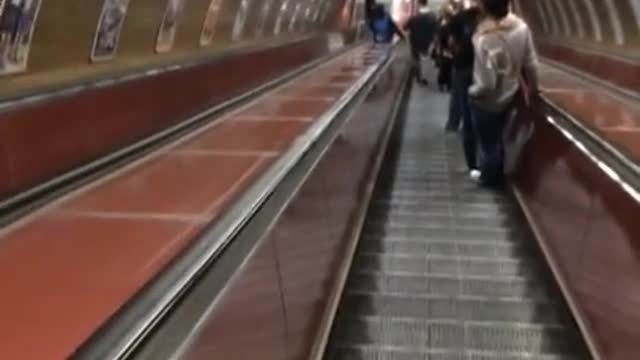 Escalator Slide in Prague Metro Station