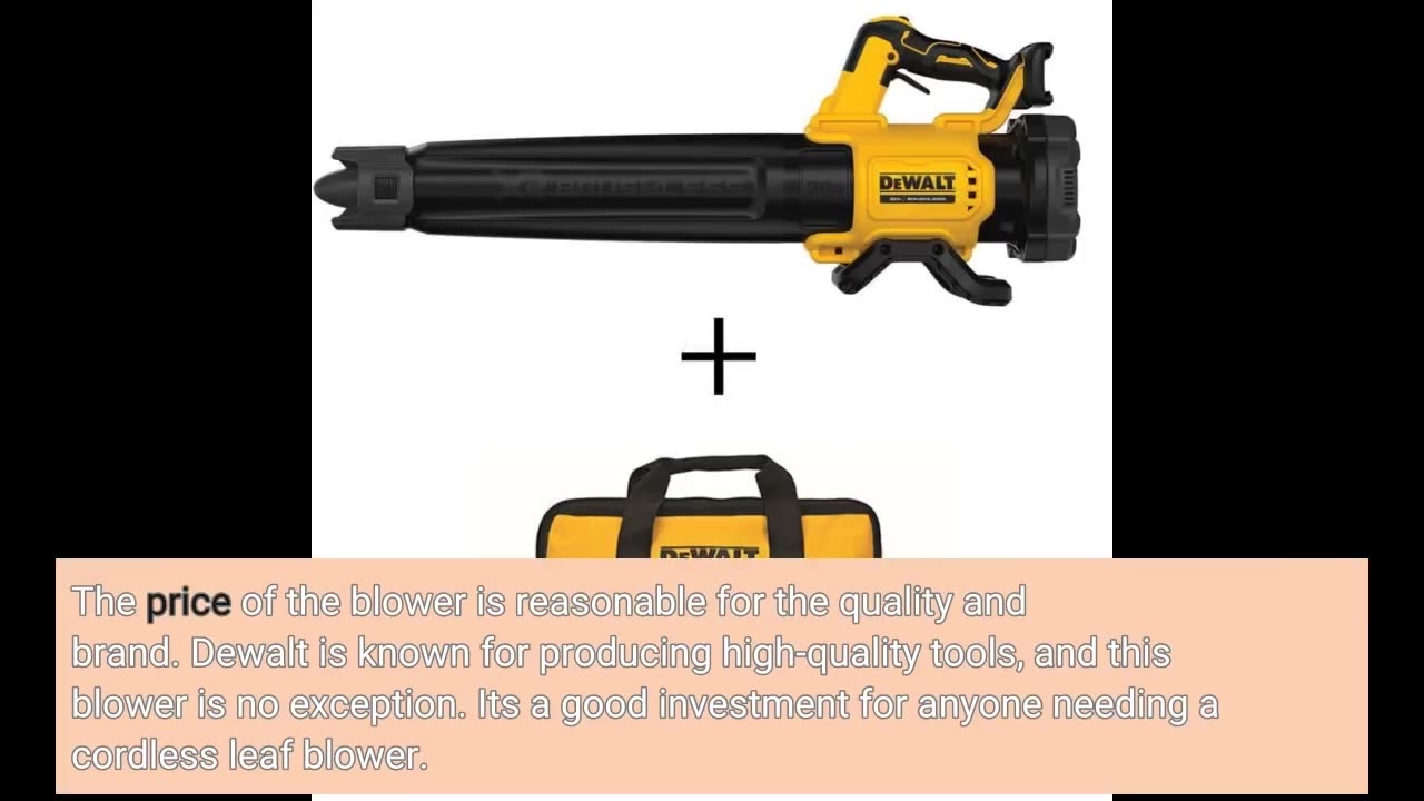 View Feedback: DEWALT 20V MAX* XR Leaf Blower, Cordless, Handheld, 125-MPH, 450-CFM, Tool Only...