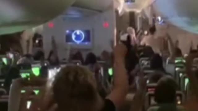 Fans celebrate World Cup win mid-air