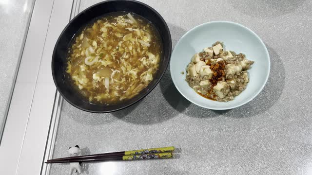 Ankake Udon & Mabotofu with garlic chili oil