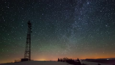 Stars over a communications tower