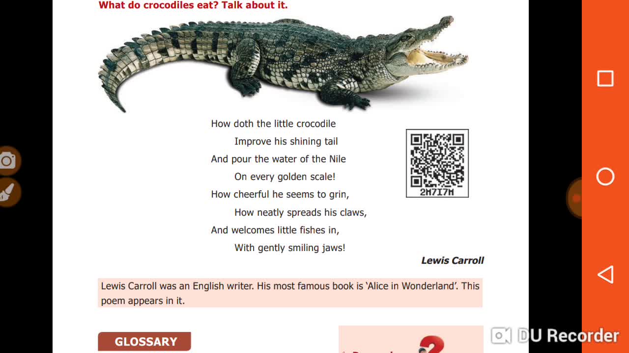 The crocodile. 6th term 1. Unit 1. Poem