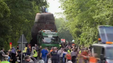 Transporting WW2 U-Boat Submarine to German Museum.