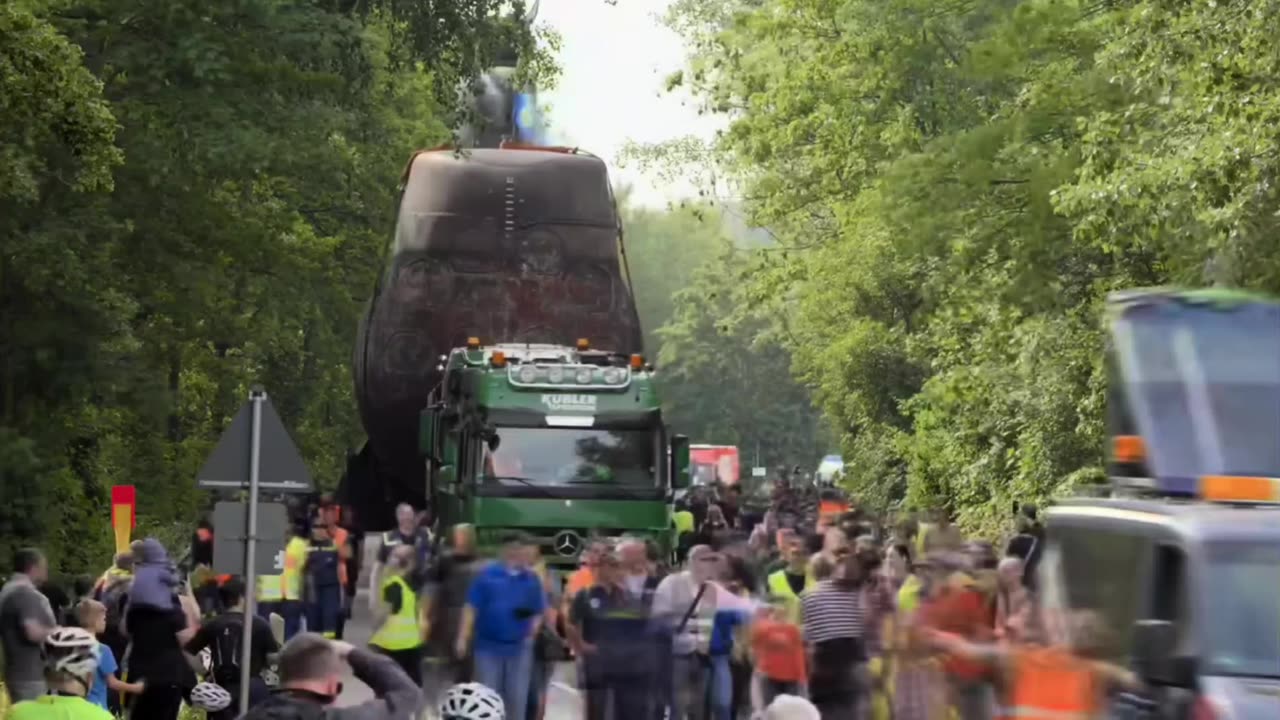 Transporting WW2 U-Boat Submarine to German Museum.