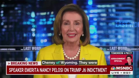 Pelosi response of President Trump's indictment.