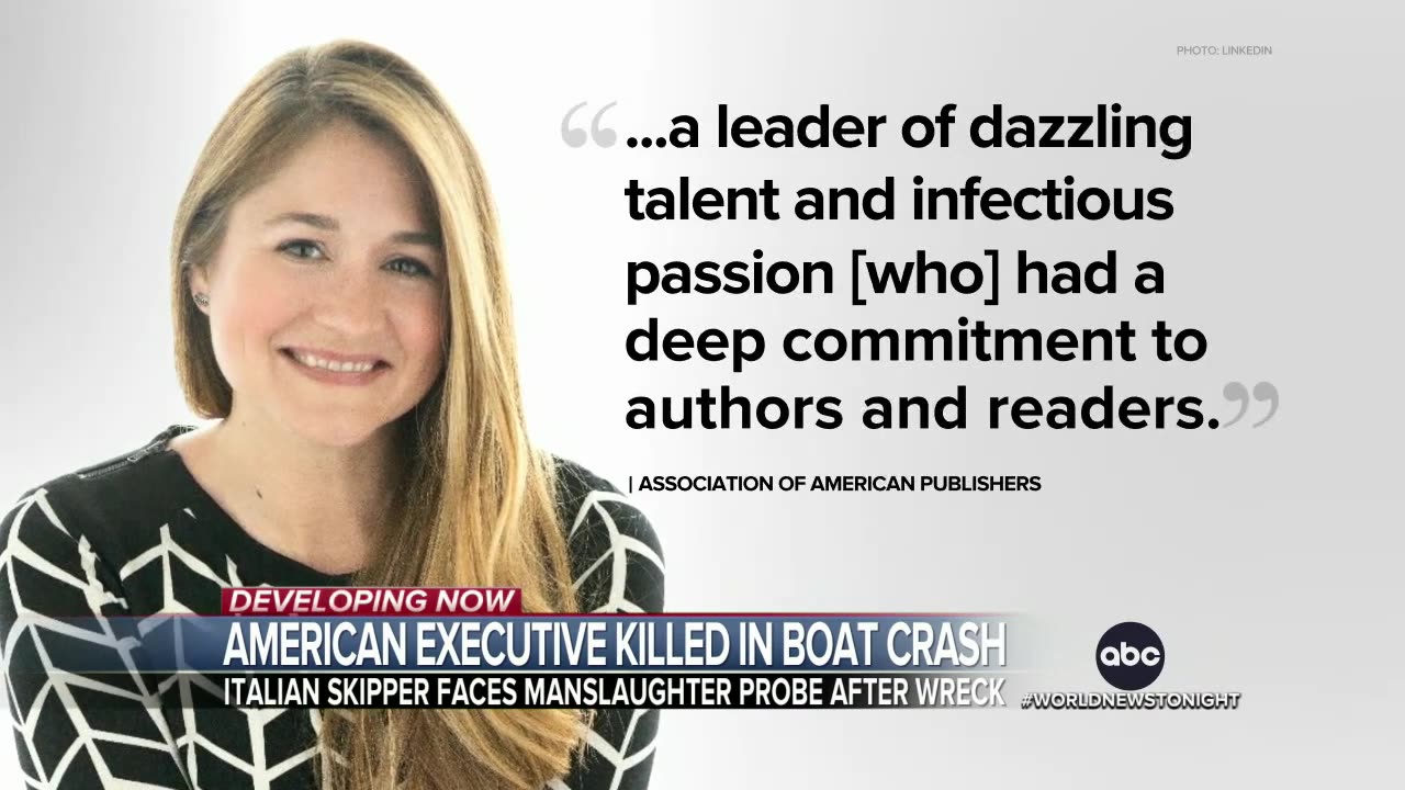 American publishing executive dies in tragic boating accident in Italy Published by ABC News