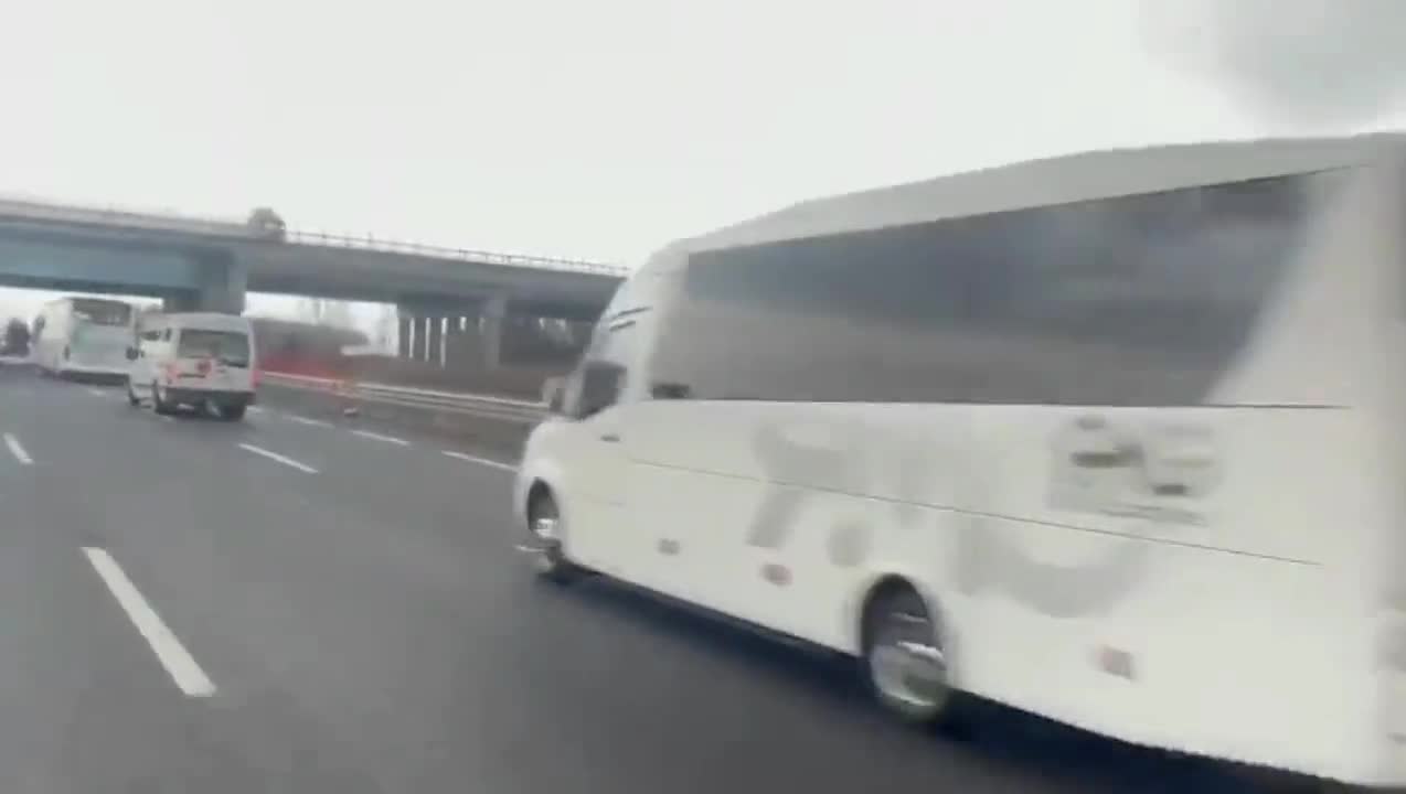 A convoy of hundreds of heavy tourist vehicles in Naples (Italy) to protest against the Mario Draghi government