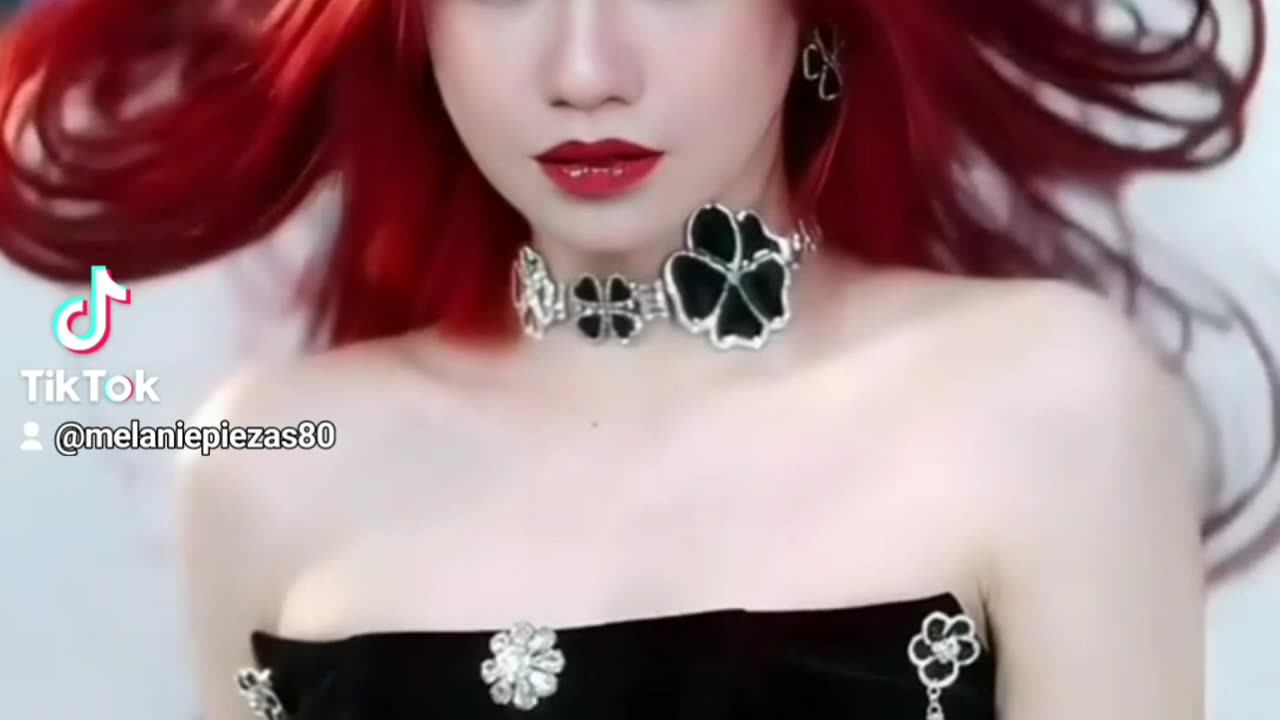 Black dress and red hair