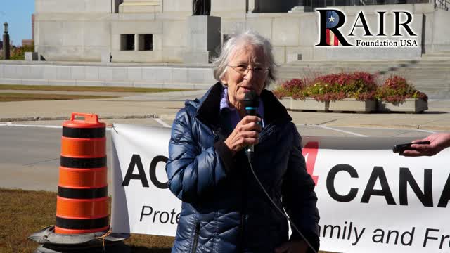 Dr. Mary O'Connor at protest for Barry Neufeld