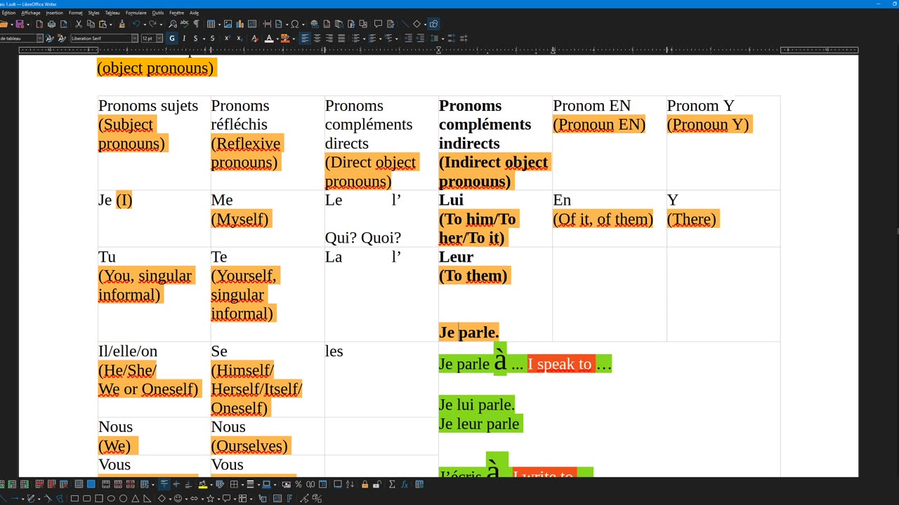 French 20 (new) pronoun complement indirect