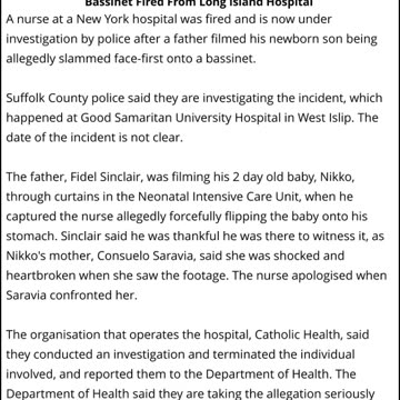 Nurse Captured On Video Allegedly Slamming Newborn Onto Bassinet Fired From Long Island Hospital