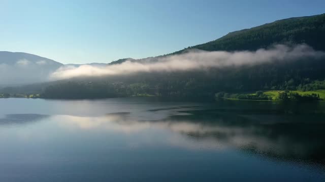 aerial footage beautiful nature norway over the clouds