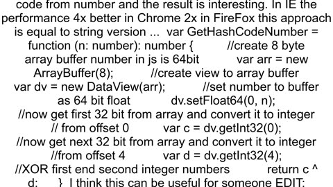 JavaScript calculate hashcode from real number and integer number