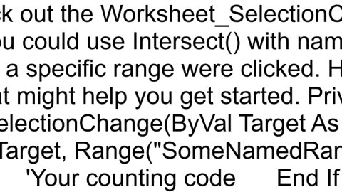 Capturing the Click event in an Excel spreadsheet