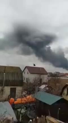 Footage of Hostomel airport invasion force by helicopter, morning 24 February 2022