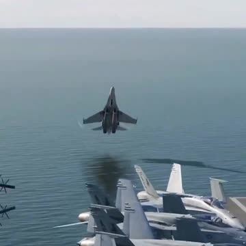 su 27 crashes on a deck of american aircraft carrier