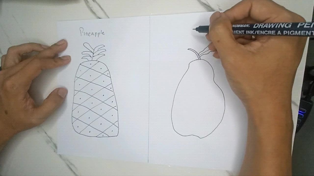 How to draw Pineapple and Pear