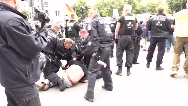 Nazi Germany 2021 - Police attack protestors against Covid-19 lockdowns and vaccinations