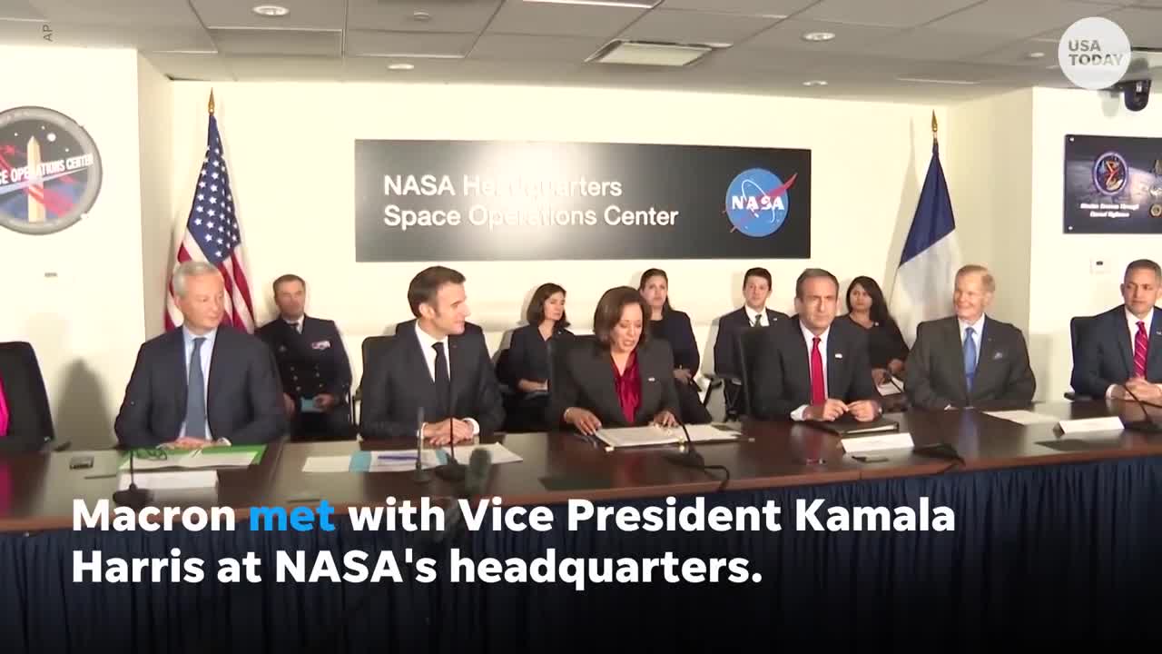 Kamala Harris, Emmanuel Macron discuss space efforts during DC visit | USA TODAY