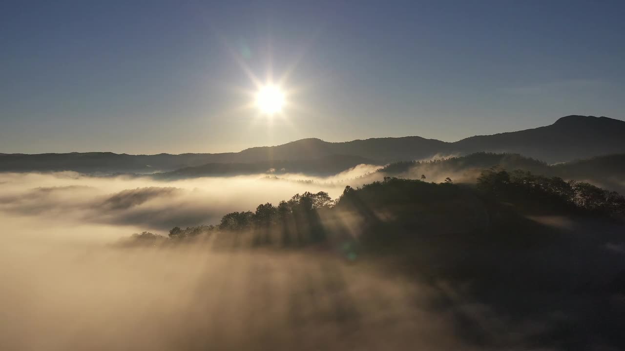 Mountains Fog Clouds Sunset Sunrise Fo