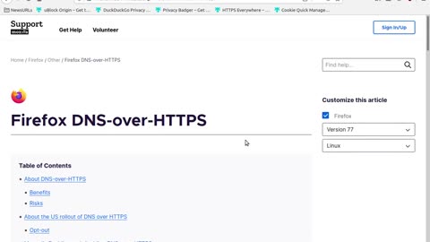 PRIVACY HTTPS everywhere, DuckDuckGo, PrivacyBadger, QuickCookieManger, DNS over HTTPS in Firefox