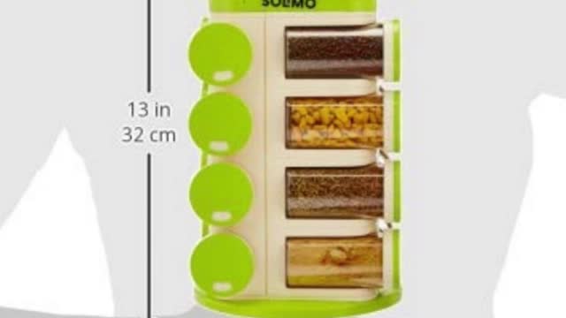 Solimo Revolving Plastic Spice Rack set (16 pieces,Silver)