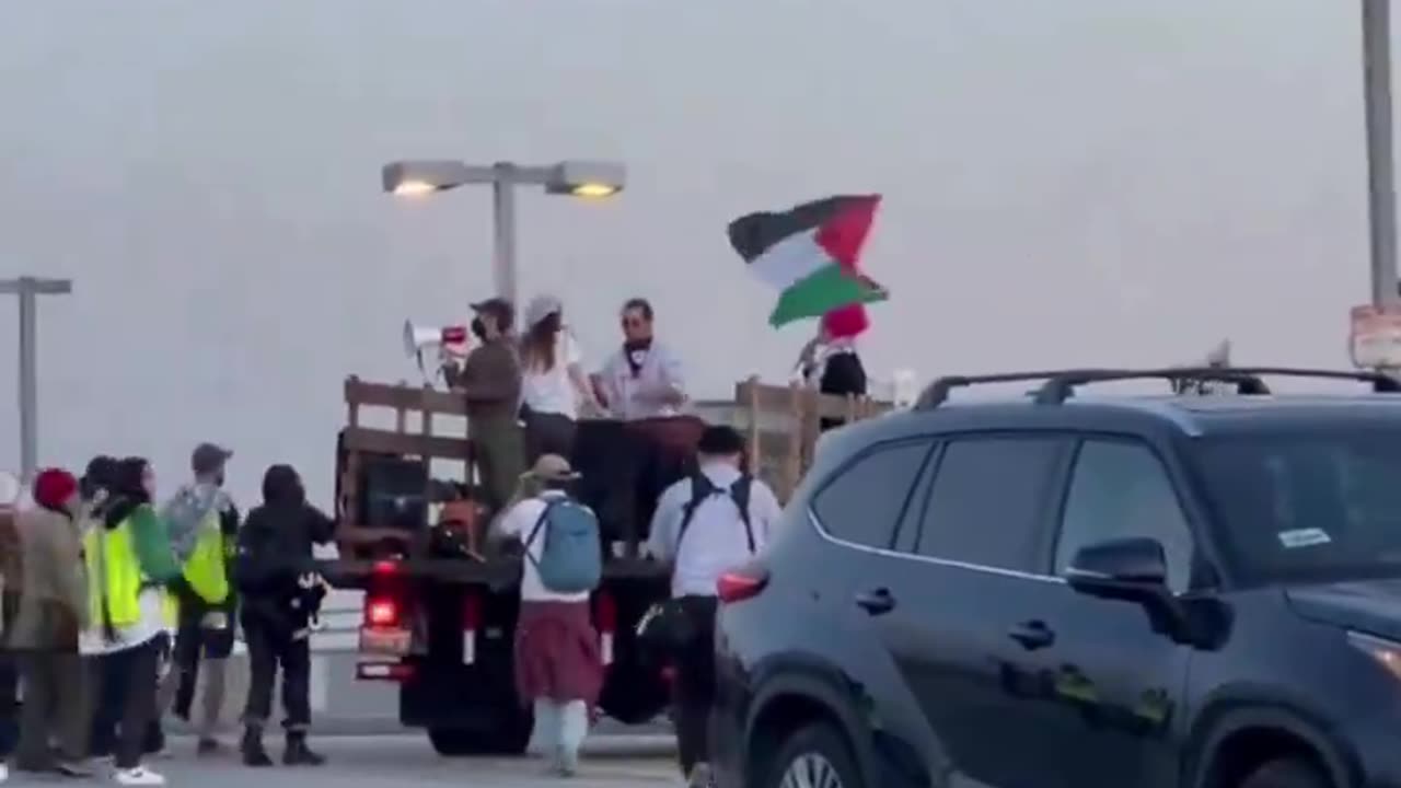 🚨 WARNING: Pro-Palestinian protesters blocked the entrance airport #Los Angeles #California