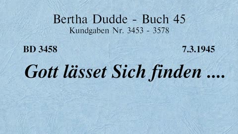 BD 3458 - GOTT LÄSSET SICH FINDEN ....