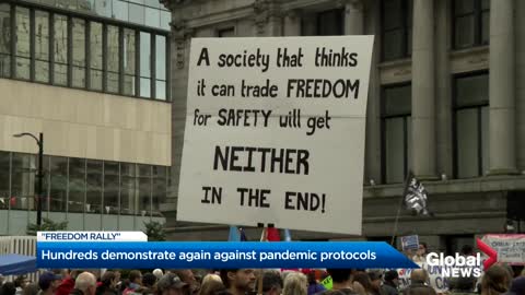 Anti mask people gather in Vancouver to smash the pandemic fraud
