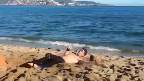 A yoga ball on the beach