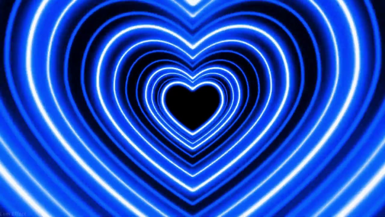 492. Heart Flashing 💙Night Neon Blue Hearts Sweet Romantic Video