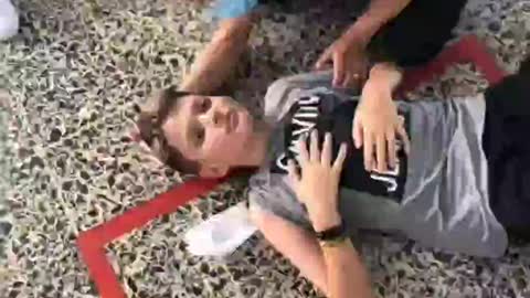 Poor kid.. a few minutes after his shot he collapses..