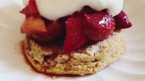RYE SHORTCAKES WITH ROASTED STRAWBERRIES AND RHUBARB