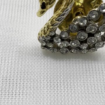 18KGP Two Tones Swan Pin. Made with Swarovski Crystals. Rare Find Brooch.