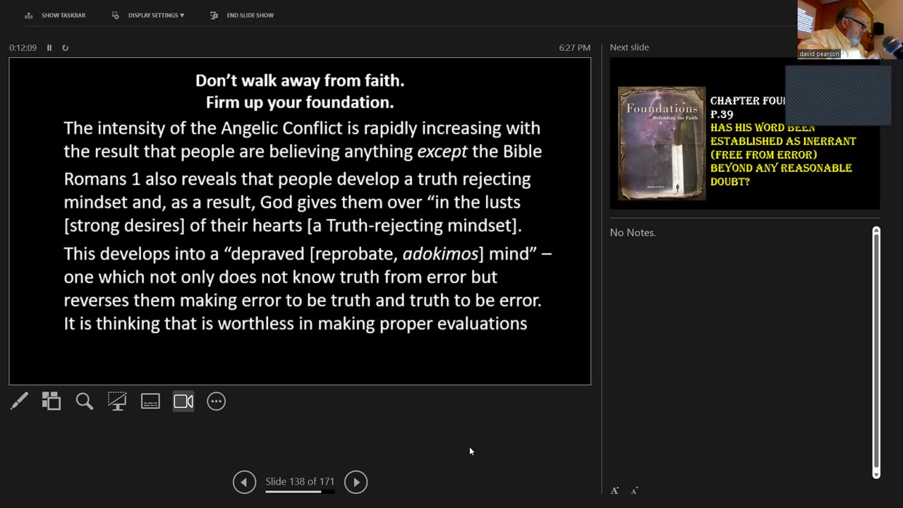 Wednesday November 8, 2023 Foundations II: Apologetics, The Basics of Bible inspiration