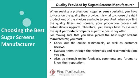 Choosing the Best Sugar Screens Manufacturer