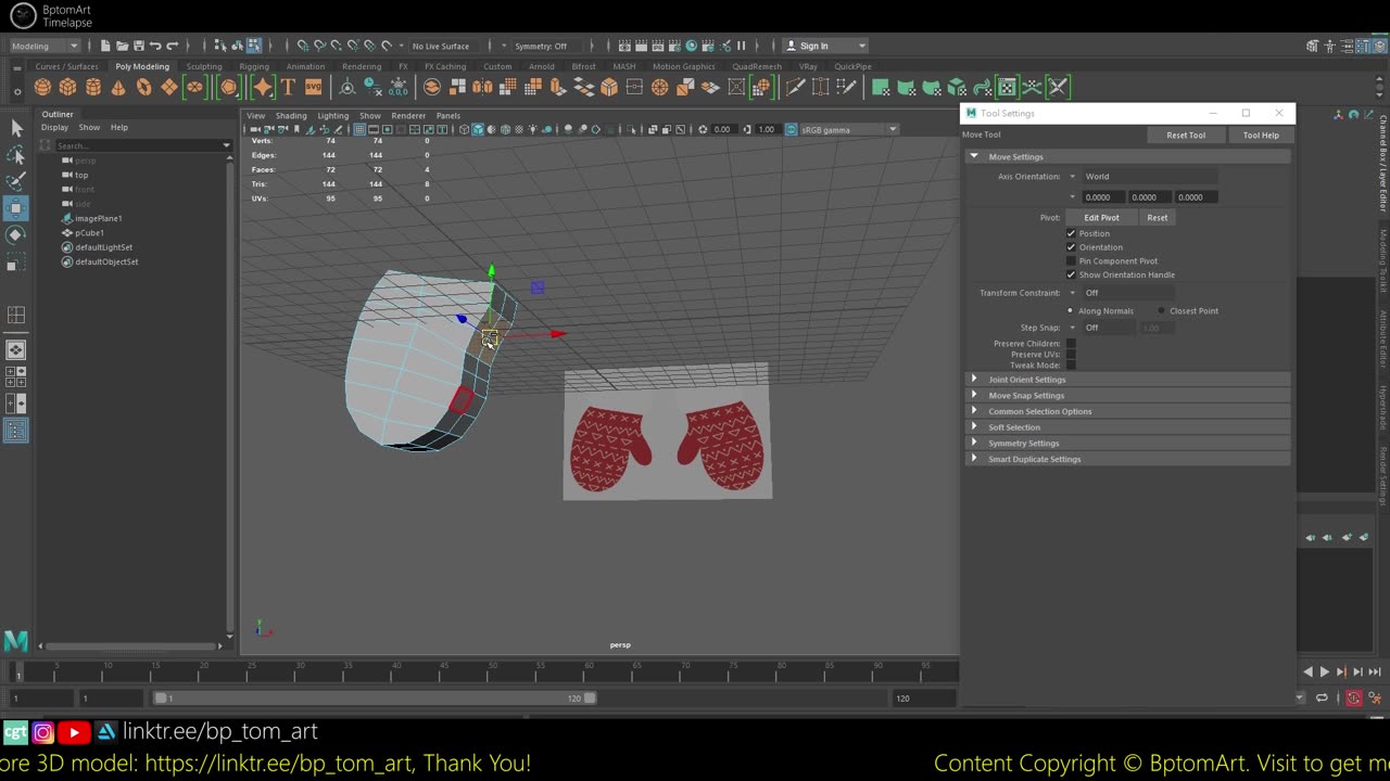 Christmas Gloves v1 001 3D Modeling Timelapse