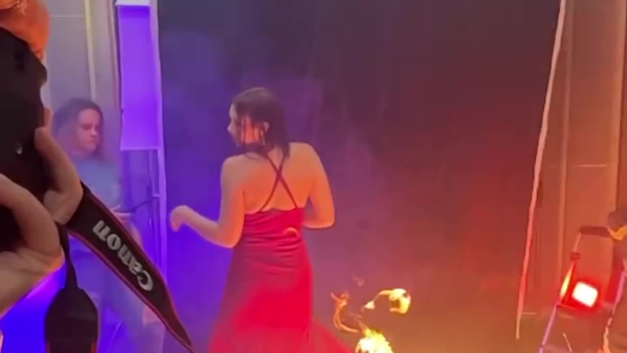 Model does Photoshoot where she sets her dress on fire