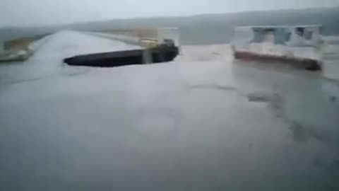 Bridge collapse during flood