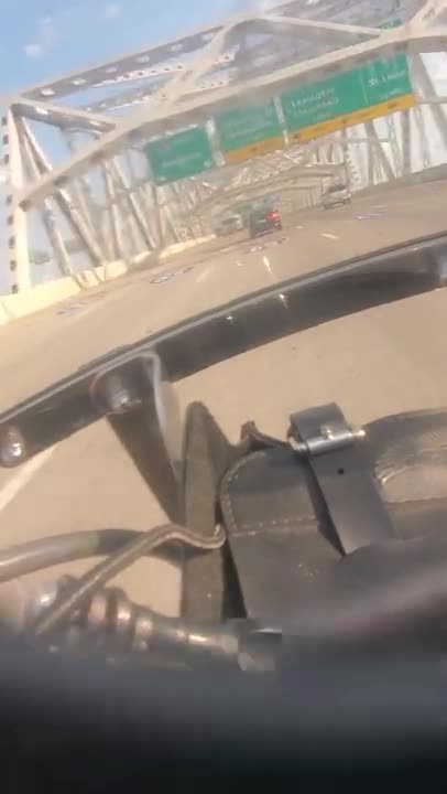 riding my Harley over a bridge