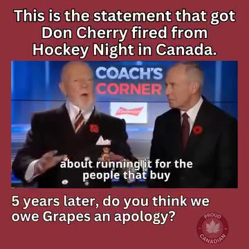 This is the statement that got Don Cherry fired from Hockey Night in Canada.