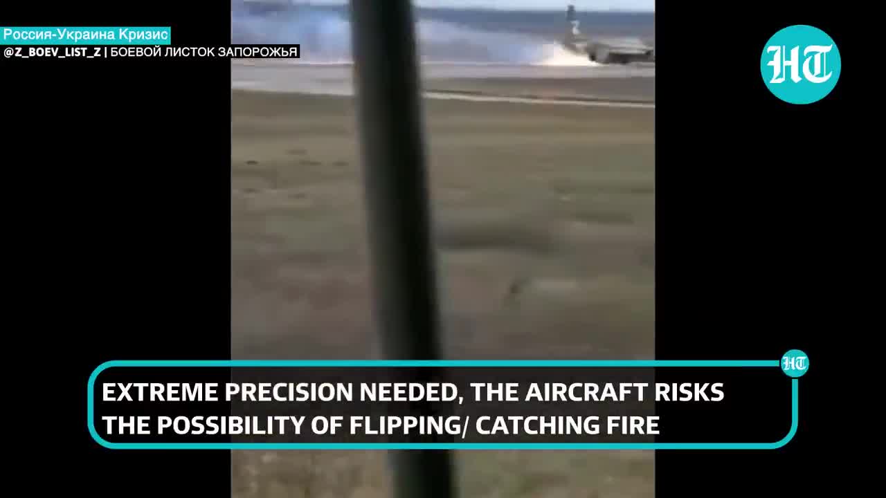 Caught on video Russian Su-25 belly landing Pilot lands fighter aircraft with faulty landing gear